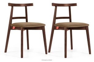LILIO, https://konsimo.de/kollektion/lilio/ Vintage-Stuhl aus Velours-Stoff/Nussbaumholz medium (2 Stk.) beigefarben beige/mittlerer Nussbaum - Foto