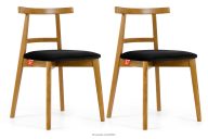Vintage-Stuhl aus Velours-Stoff/hellem Eichenholz (2 Stk.) schwarz