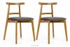 Vintage-Stuhl aus Velours-Stoff/hellem Eichenholz (2 Stk.) grau