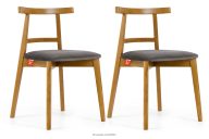 Vintage-Stuhl aus Velours-Stoff/hellem Eichenholz (2 Stk.) grau