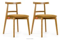 Vintage-Stuhl aus Velours-Stoff/hellem Eichenholz (2 Stk.) gelb
