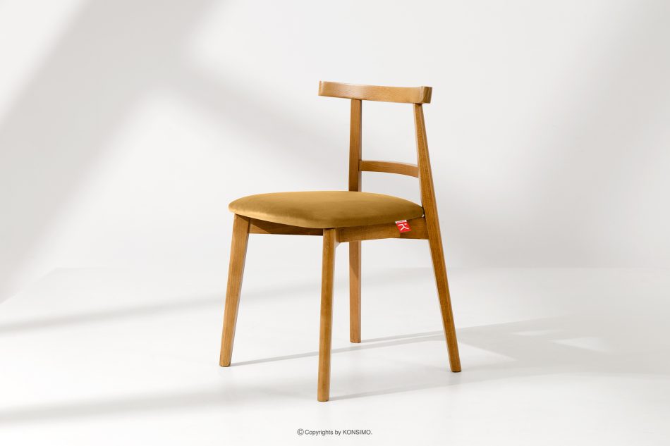 LILIO Vintage-Stuhl aus Velours-Stoff/hellem Eichenholz (2 Stk.) gelb gelb/heller Eiche - Foto 1