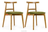 Vintage-Stuhl aus Velours-Stoff/hellem Eichenholz (2Stk.) olivfarben