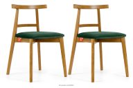 Vintage-Stuhl aus Velours-Stoff/hellem Eichenholz (2 Stk.) dunkelgrün