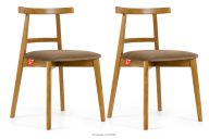 Vintage-Stuhl aus Samt-Stoff/hellem Eichenholz (2 Stk.) beigefarben