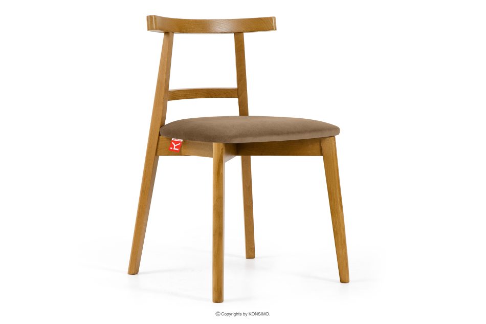 LILIO Vintage-Stuhl aus Samt-Stoff/hellem Eichenholz (2 Stk.) beigefarben beige/hell Eiche - Foto 3