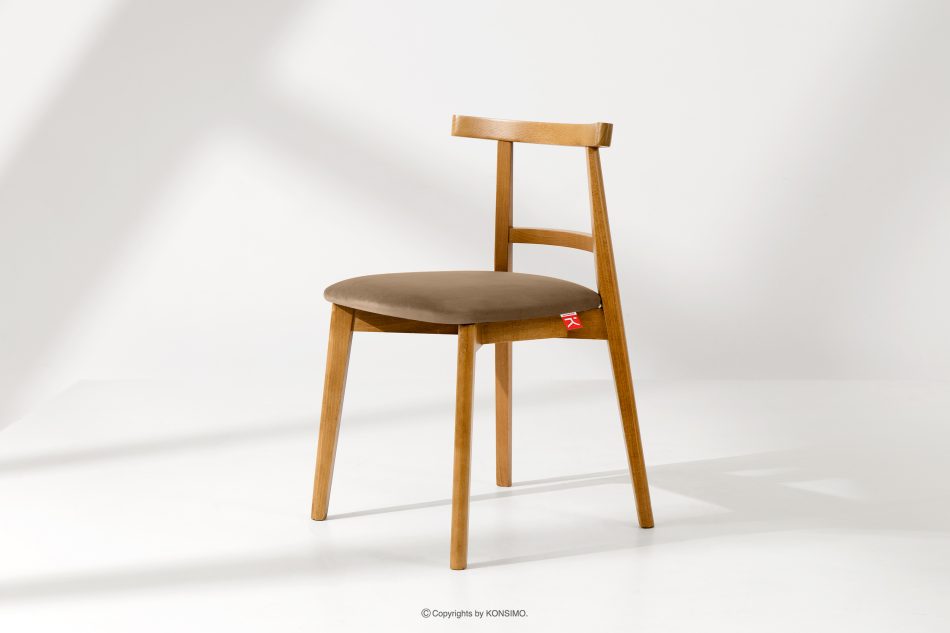 LILIO Vintage-Stuhl aus Samt-Stoff/hellem Eichenholz (2 Stk.) beigefarben beige/hell Eiche - Foto 1