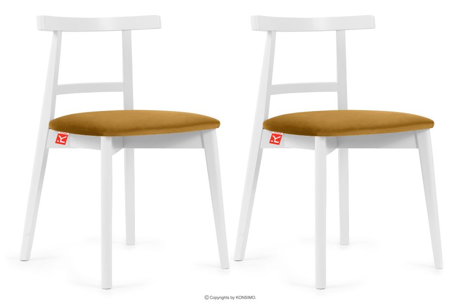 LILIO Vintage-Stuhl aus Velours-Stoff (2 Stk.) weiß/gelb gelb/weiß - Foto 0