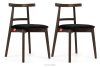 Vintage-Stuhl aus Velours-Stoff/dunkelem Nussbaumholz (2 Stk.) schwarz