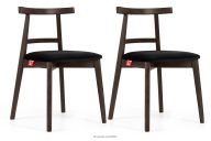 Vintage-Stuhl aus Velours-Stoff/dunkelem Nussbaumholz (2 Stk.) schwarz