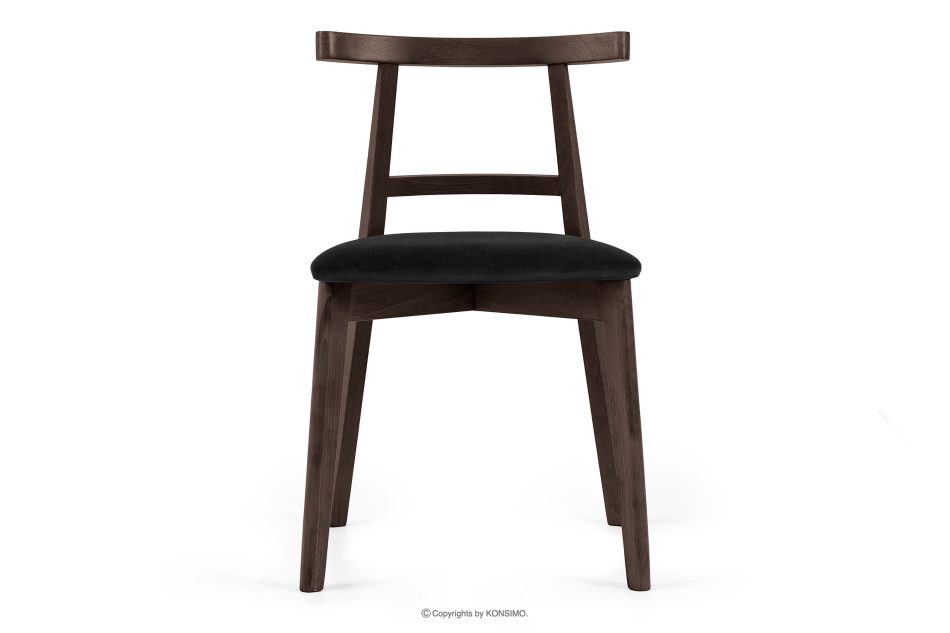 LILIO Vintage-Stuhl aus Velours-Stoff/dunkelem Nussbaumholz (2 Stk.) schwarz schwarz/dunkle Walnuss - Foto 2