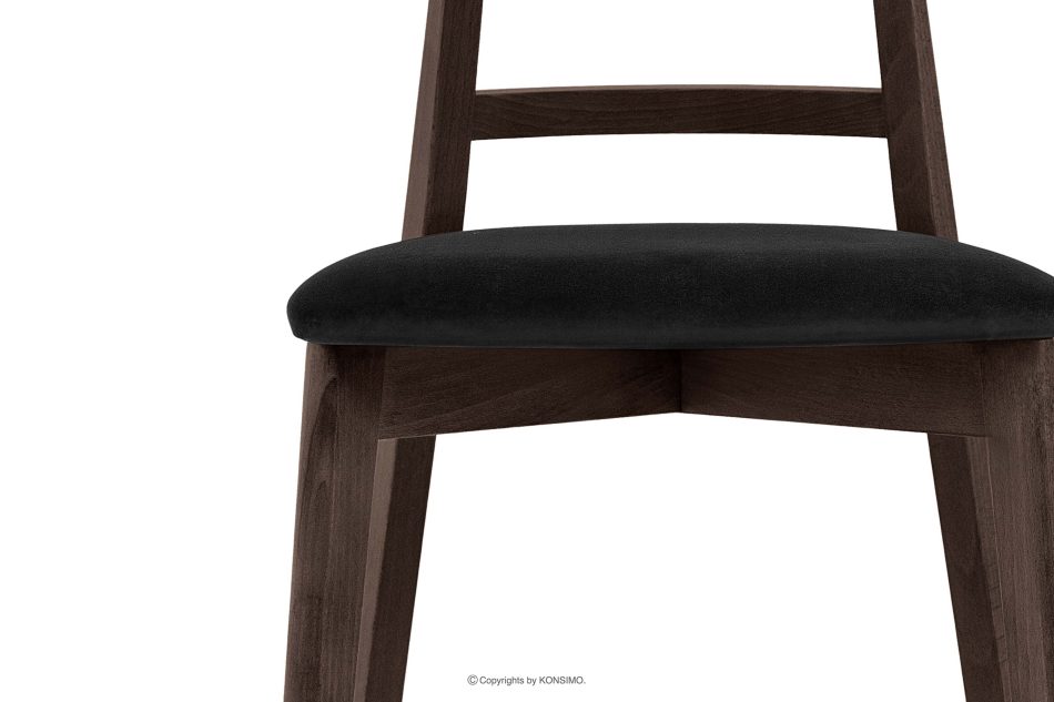 LILIO Vintage-Stuhl aus Velours-Stoff/dunkelem Nussbaumholz (2 Stk.) schwarz schwarz/dunkle Walnuss - Foto 5