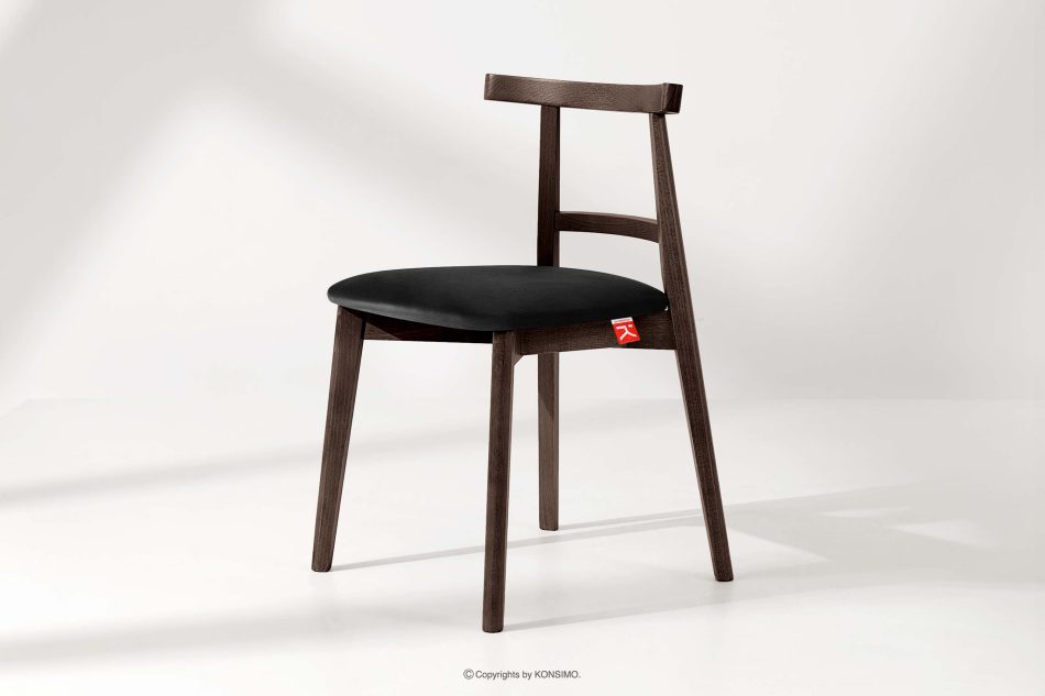 LILIO Vintage-Stuhl aus Velours-Stoff/dunkelem Nussbaumholz (2 Stk.) schwarz schwarz/dunkle Walnuss - Foto 1