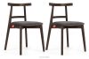 Vintage-Stuhl aus Velours-Stoff/dunkelem Nussbaumholz (2 Stk.) grau