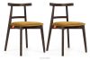 Vintage-Stuhl aus Velours-Stoff/dunkelem Nussbaumholz (2 Stk.) gelb