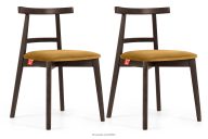 Vintage-Stuhl aus Velours-Stoff/dunkelem Nussbaumholz (2 Stk.) gelb