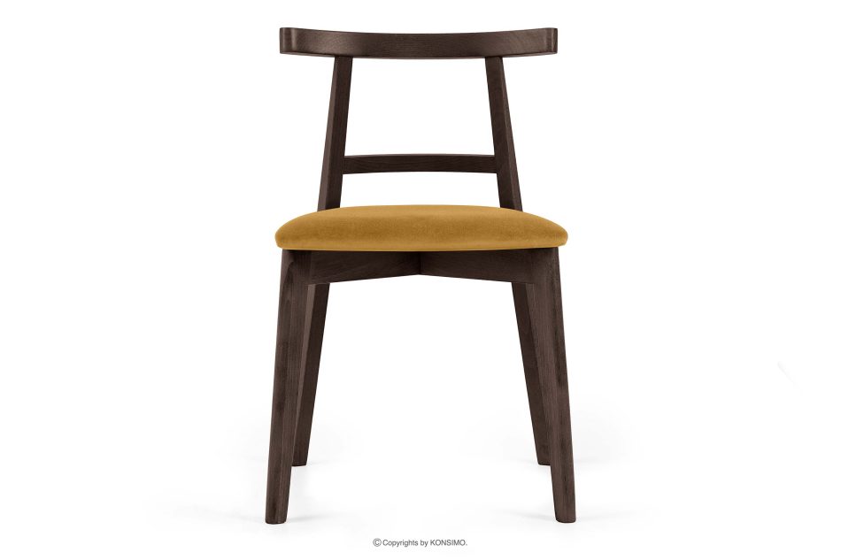 LILIO Vintage-Stuhl aus Velours-Stoff/dunkelem Nussbaumholz (2 Stk.) gelb gelb/dunkel nussbaum - Foto 2