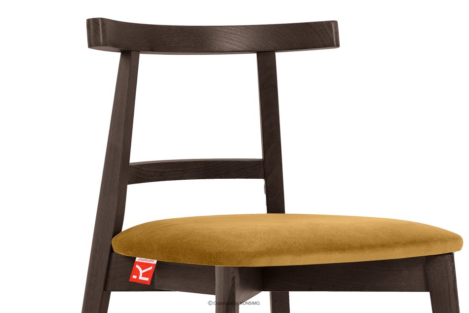 LILIO Vintage-Stuhl aus Velours-Stoff/dunkelem Nussbaumholz (2 Stk.) gelb gelb/dunkel nussbaum - Foto 6