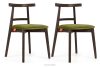 Vintage-Stuhl aus Velours-Stoff/dunkelem Nussbaumholz (2 Stk.) olivgrün
