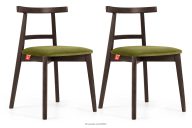 Vintage-Stuhl aus Velours-Stoff/dunkelem Nussbaumholz (2 Stk.) olivgrün