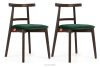 Vintage-Stuhl aus Velours-Stoff/dunkelem Nussbaumholz (2 Stk.) dunkelgrün