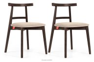 Vintage-Stuhl aus Velours-Stoff/dunkelem Nussbaumholz (2 Stk.) cremefarben