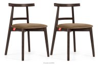 Vintage-Stuhl aus Velours-Stoff/dunkelem Nussbaumholz (2 Stk.) beigefarben