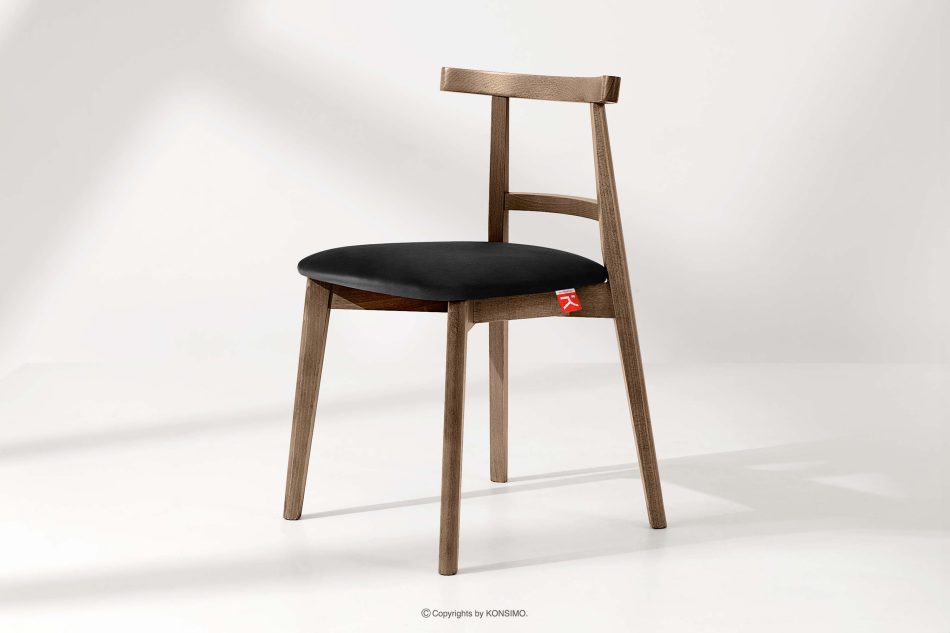 LILIO Vintage-Stuhl aus Velours-Stoff/Lefkas-Eichenholz (2 Stk.) schwarz schwarz/eiche lefkas - Foto 1