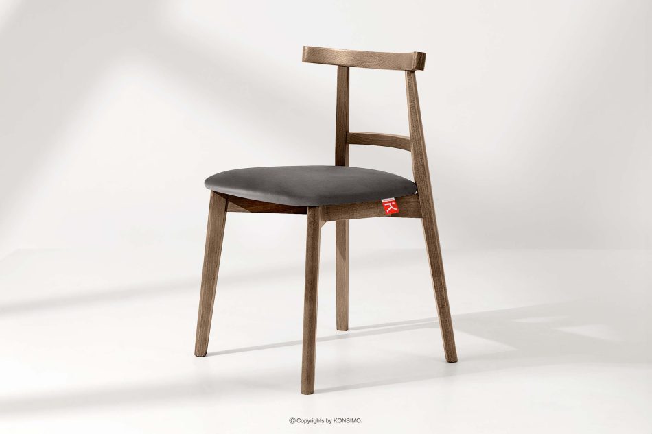 LILIO Vintage-Stuhl aus Velours-Stoff/Lefkas-Eichenholz (2 Stk.) grau grau/eiche lefkas - Foto 1