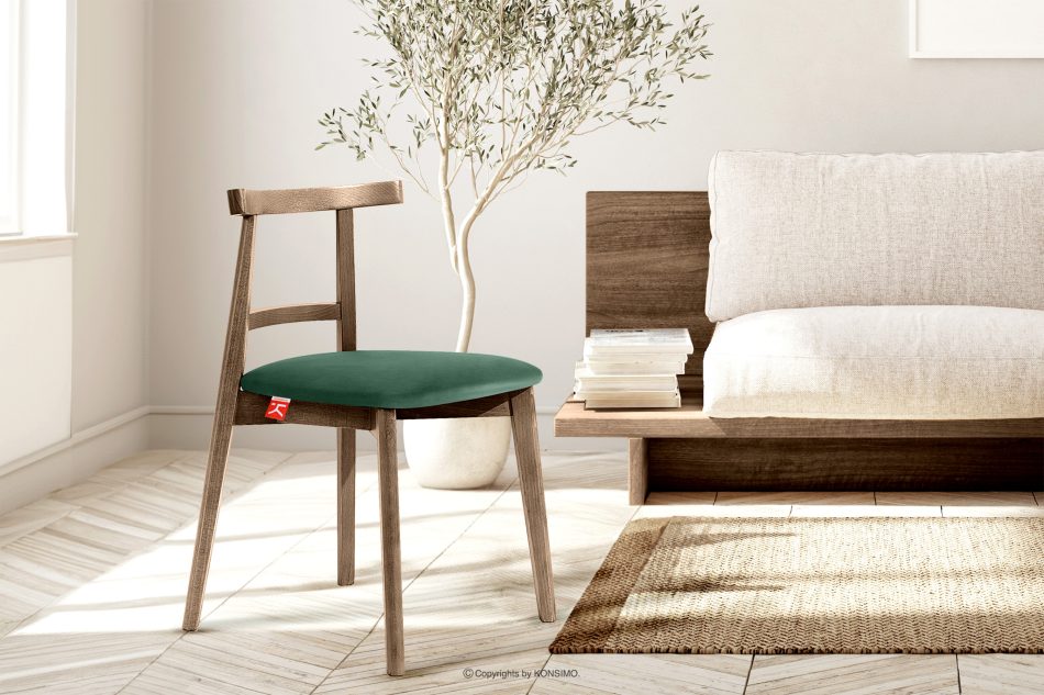 LILIO Vintage-Stuhl aus Velours-Stoff/Lefkas-Eiche (2 Stk.) dunkelgrün dunkelgrün/eiche lefkas - Foto 9