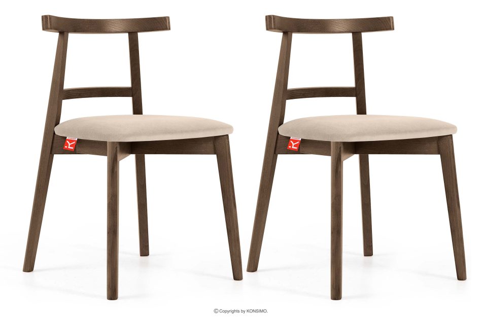 LILIO Vintage-Stuhl aus Velours-Stoff/Lefkas-Eichenholz (2 Stk.) cremefarben creme/eiche lefkas - Foto 0