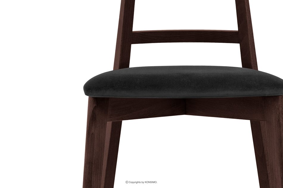 LILIO Vintage-Stuhl aus Velours-Stoff/Mahagoni (2 Stk.) schwarz schwarz/mahagoni - Foto 5