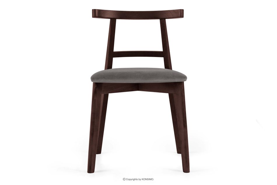 LILIO Vintage-Stuhl aus Samt-Stoff/Mahagoniholz (2Stk.) grau grau/mahagoni - Foto 2