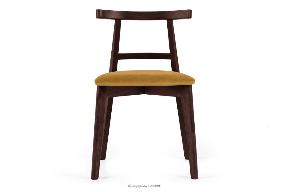 LILIO Vintage-Stuhl aus Velours-Stoff/Mahagoniholz (2 Stk.) gelb gelb/mahagoni - Foto 2