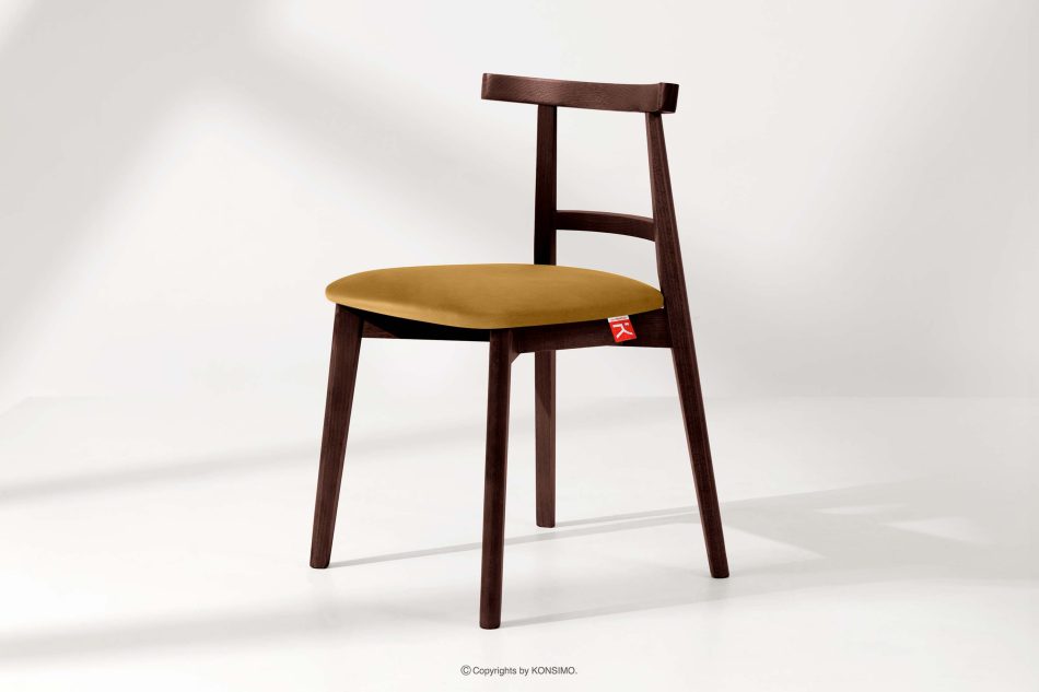 LILIO Vintage-Stuhl aus Velours-Stoff/Mahagoniholz (2 Stk.) gelb gelb/mahagoni - Foto 1