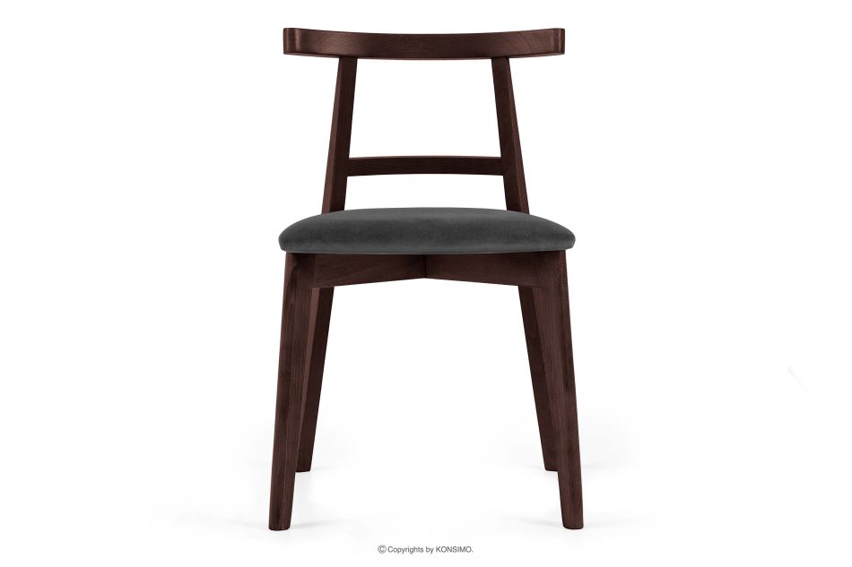 LILIO Vintage-Stuhl aus Samt-Stoff/Mahagoniholz (2 Stk.) graphitfarben graphit/mahagoni - Foto 2