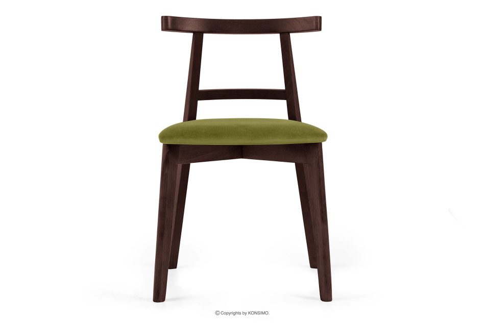 LILIO Vintage-Stuhl aus Samt-Stoff/Mahagoniholz (2 Stk.) olivfarben oliv/mahagoni - Foto 2
