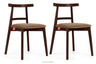 Vintage-Stuhl aus Velours-Stoff/Mahagoniholz (2 Stk.) beigefarben