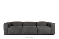 3er-Sofa modular aus grauem Kordstoff