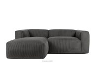 Modulares Ecksofa für Lounge aus Kordstoff grau links