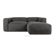 Modulares Ecksofa für Lounge aus Kordstoff grau rechts