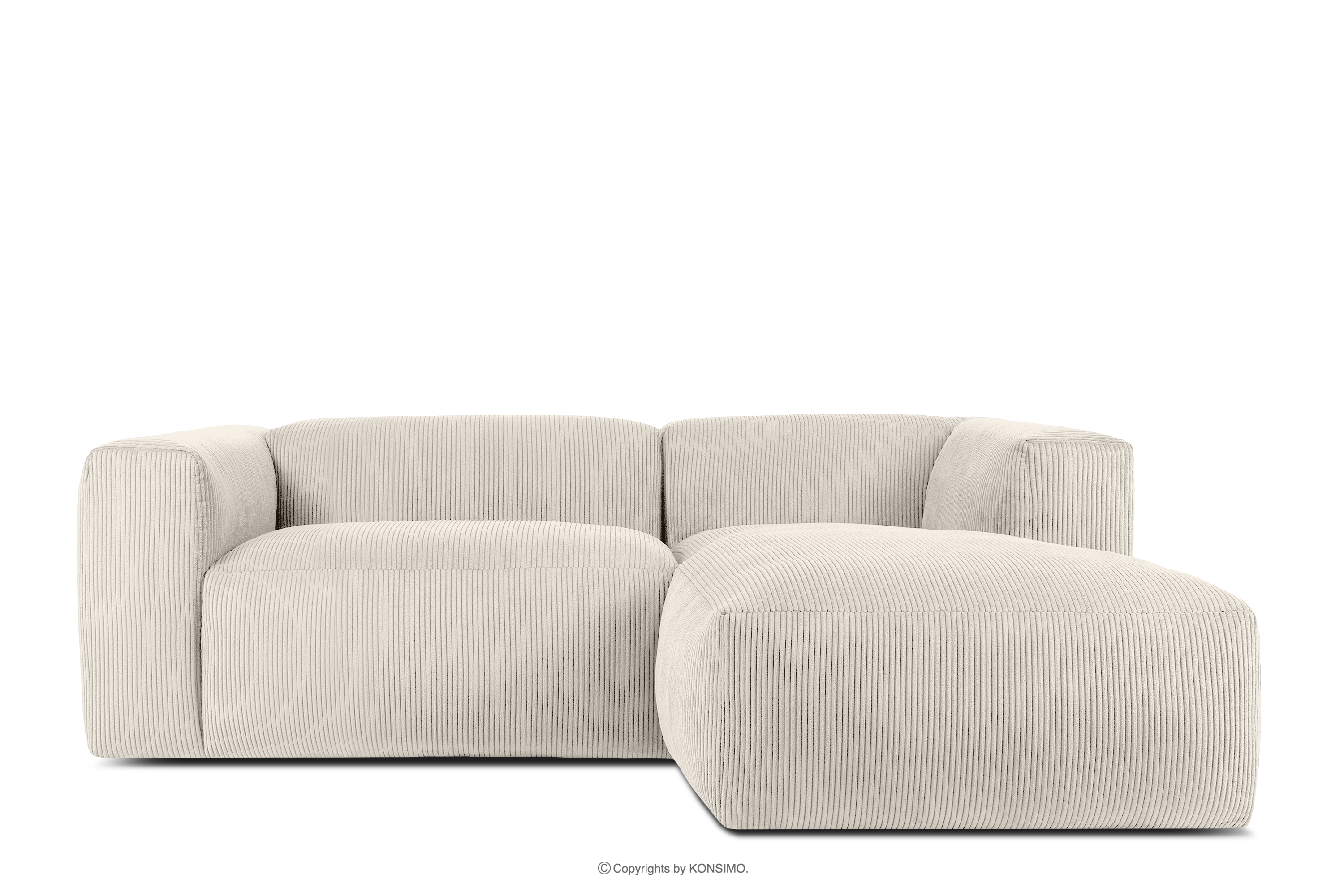 Modulares Ecksofa für Lounge aus Kordstoff creme rechts BUFFO