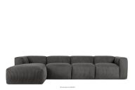 Großes modulares Ecksofa für das Wohnzimmer aus grauem Kordstoff links