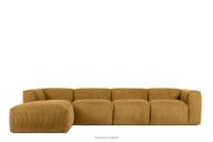 Großes modulares Ecksofa für das Wohnzimmer aus gelbem Kordstoff links