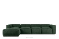 Großes modulares Ecksofa für das Wohnzimmer aus Kordstoff dunkelgrün links