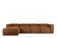 Großes modulares Ecksofa für das Wohnzimmer aus Kordstoff rot links