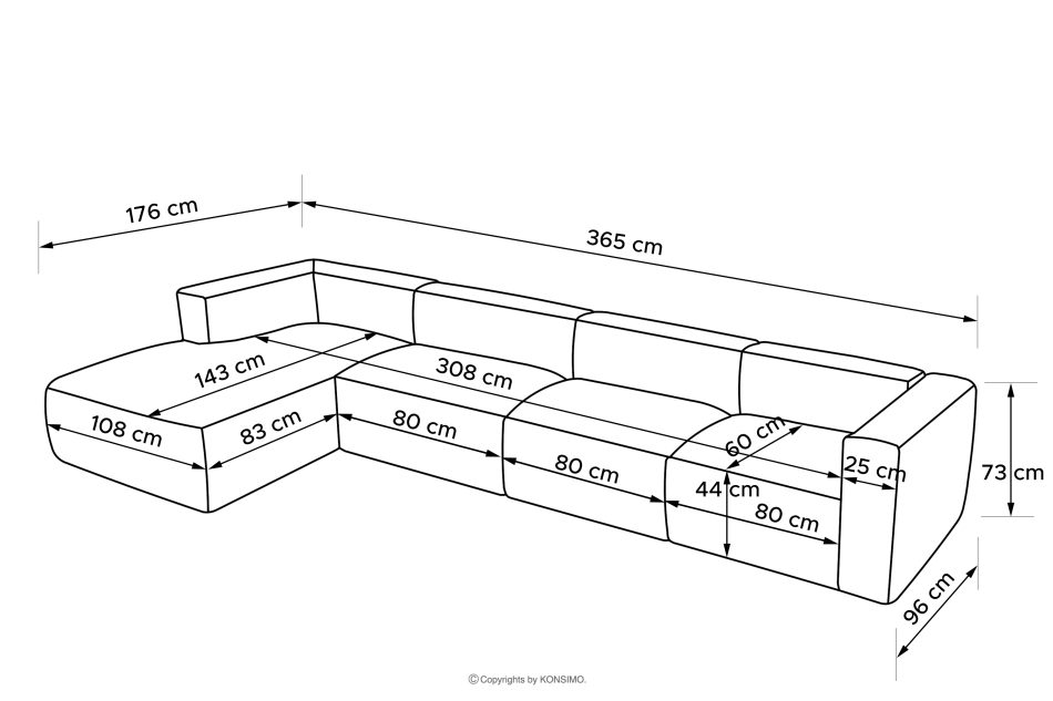 BUFFO Großes modulares Ecksofa für das Wohnzimmer aus gelbem Kordstoff links gelb - Foto 19