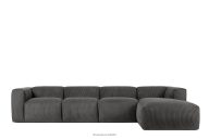 Großes modulares Ecksofa für das Wohnzimmer aus grauem Kordstoff rechts