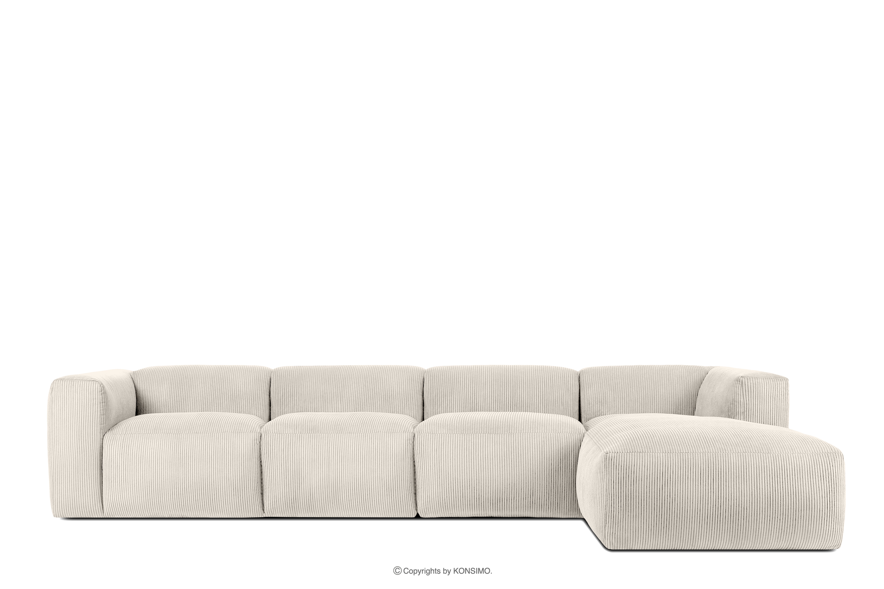 Großes modulares Ecksofa für das Wohnzimmer aus Kordstoff creme rechts BUFFO