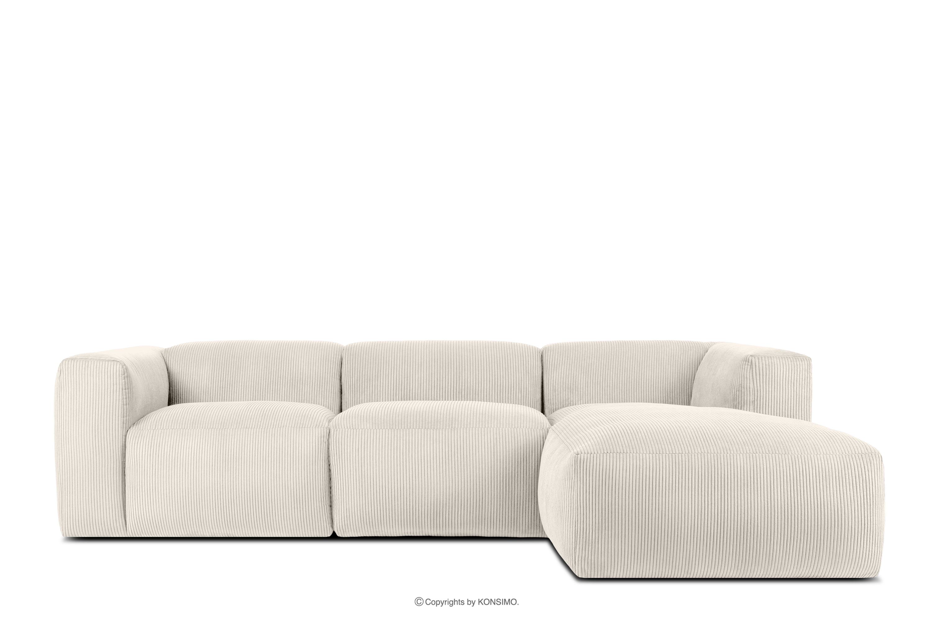 Modulares Ecksofa mit Kordstoff creme rechts BUFFO
